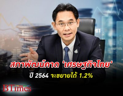 สภาพัฒน์ คาด เศรษฐกิจไทย ปี 64 โตได้ 1.2% หลังไตรมาส 3 ติดลบจากการระบาดของโควิด