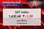 ดัชนี SET Index หุ้นไทย เปิดตลาด ปรับลง 1.39 จุด ดัชนีอยู่ที่ 1,632 จุด