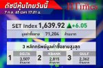 หุ้นไทย ปิดบวกสดใส! ดัชนี Set Index ปิดตลาดที่ + 6.05 จุด ที่ระดับ 1,639 จุด