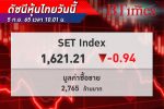 ดัชนี หุ้นไทย เปิดทำการปรับลง 0.94 จุด ยืนอยู่ที่ 1,621.21 จุด