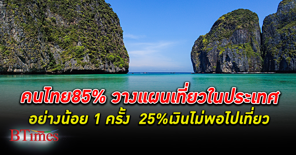 คนไทย 85% จ่อ เที่ยว ในไทยอย่างน้อย 1 ครั้ง มี 25% มีเงินไม่พอไปเที่ยวจากสารพัดปัจจัยลบ