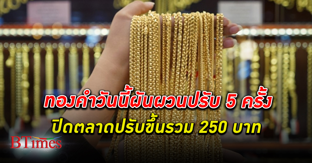 ทองคำ ปั่นป่วน! ราคาทองวันนี้ปิดตลาด ปรับขึ้น 250 ทองรูปพรรณ ขายออก 30,300 บาท