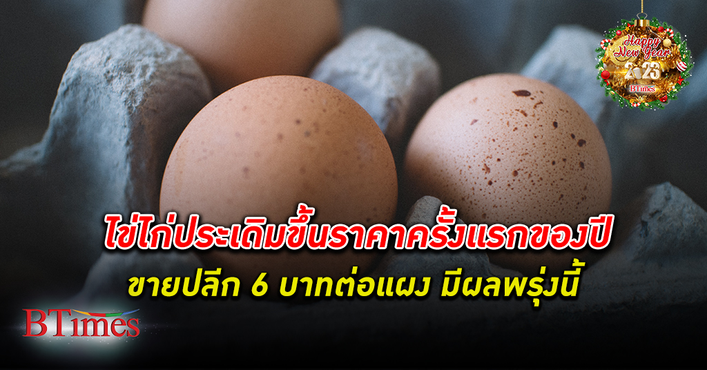 พรุ่งนี้แพง! ขึ้นครั้งแรกปีนี้ ราคาขายปลีก ไข่ไก่ 6 บาทต่อแผง มีผล 6 มกราคม 2566 นี้