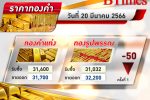 ทองคำ เปิดขยับลง! ราคาทองคำไทยเปิดตลาดเช้านี้ปรับลง 50 บาท รูปพรรณขายออก 32,200 บาท