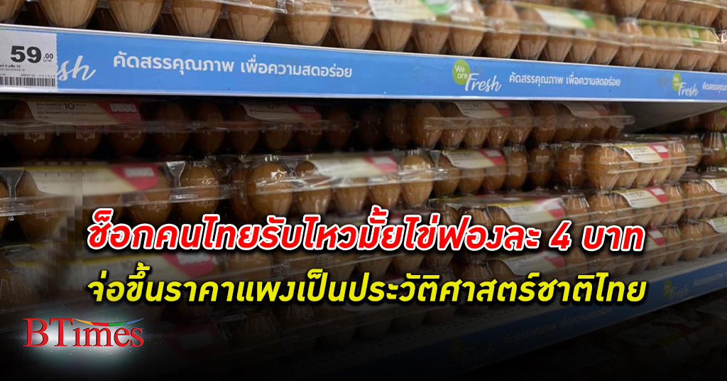 ยันราคา! คนไทยจ่อช็อก ราคาไข่ไก่ แพงจี๊ดถึงฟองละ 4 บาทเป็นประวัติศาสตร์ชาติไทย