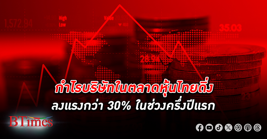 หมดเสน่ห์! กำไร บริษัทใน ตลาดหุ้นไทย ครึ่งปีแรกดำดิ่งแรงกว่า 30%