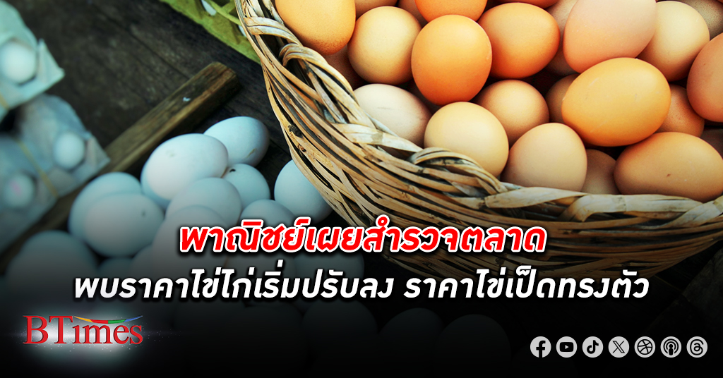 พาณิชย์ สำรวจตลาด พบ ราคาไข่ไก่ เริ่มปรับลงแล้ว ส่วนราคาไข่เป็ดทรงตัว พร้อมเปิดจุดขาย