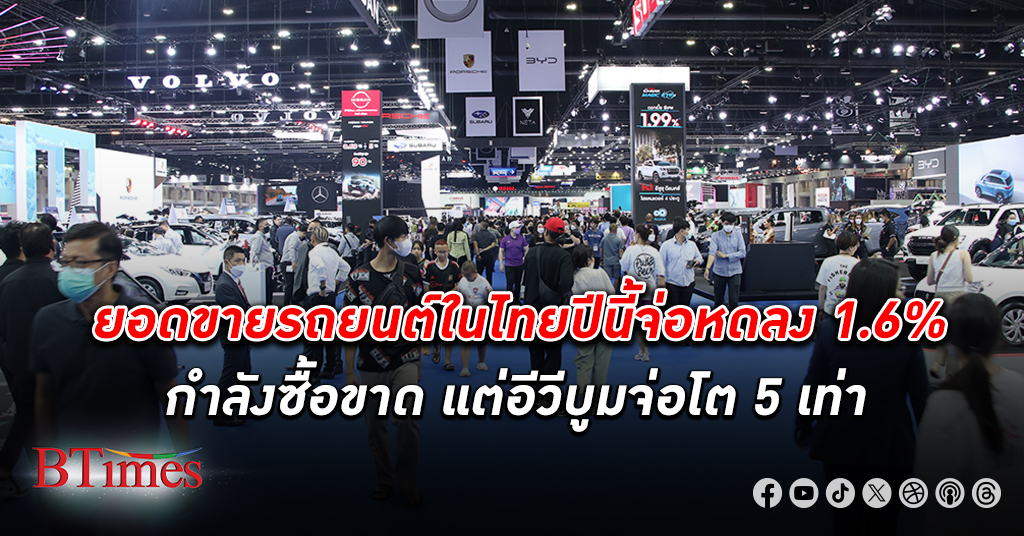 ยอดขายรถยนต์ ในไทยปีนี้ซบเซา คาดทั้งปีนี้ 8.35 แสนคัน หดลง 1.6% เหตุกำลังซื้อขาด