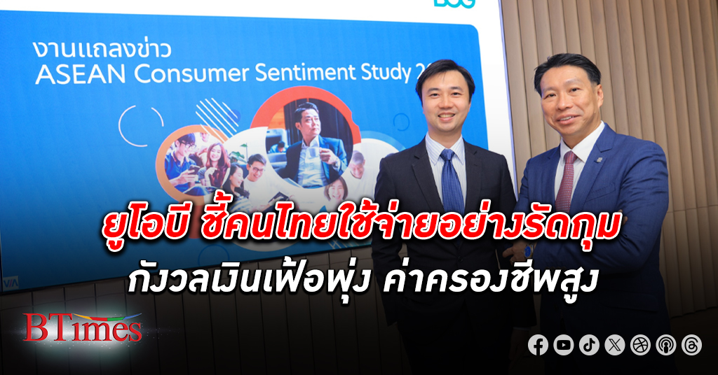 ธนาคารยูโอบี เผยความเชื่อมั่น เศรษฐกิจ พบผู้บริโภคชาวไทยใช้จ่ายอย่างรัดกุม กังวล เงินเฟ้อ