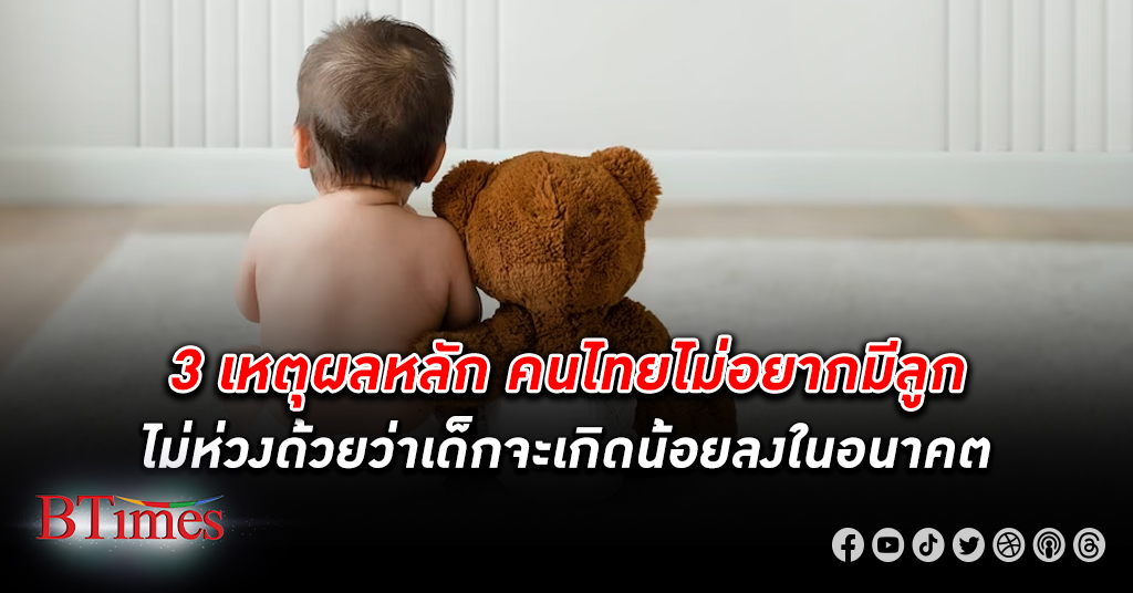 ฟัง 3 เหตุผล คนไทย ไม่อยากมีลูก เกินครึ่งไม่ห่วงเด็กเกิดน้อยลง ยึดสถานะโสดพ่วงไม่แฟน