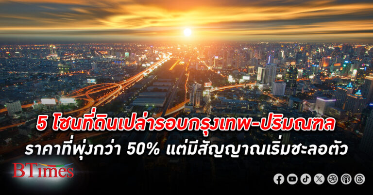 เปิด 5 โซน ที่ดินเปล่า กรุงเทพ-ปริมณฑล พระประแดง-พระสมุทรเจดีย์ครองแชมป์ราคาพุ่งกว่า 50%