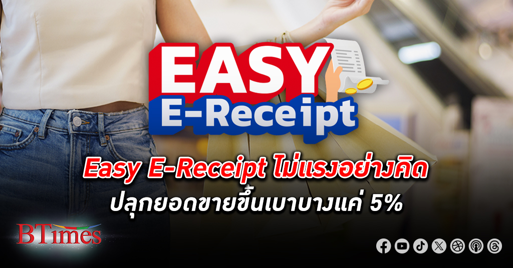 มาตรการช้อป Easy E-Receipt กระตุ้นยอดขายไม่แรงอย่างคิด ปลุกยอดขายขึ้นเบาบางแค่ 5%