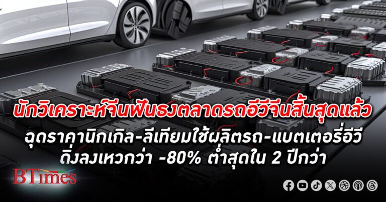 ราคาแร่ นิกเกิล - ลิเทียม ดำดิ่งหนัก -80% ตกต่ำสุดใน 2 ปีครึ่ง ผลพวงรถอีวีเข้าเทรนด์ซบเซา