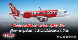 ไทยแอร์เอเชีย กวาด กำไร สุทธิไตรมาส 4 ปี 66 กว่า 2,800 ล้านบาท ยอดผู้โดยสารเกือบ 19 ล้านคน