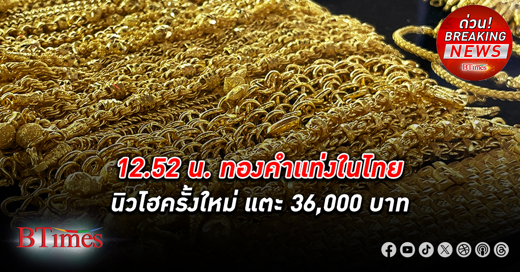 ทองคำ ไทยกระฉูดสูงสุดระหว่างวัน +600 บาท ดันราคาทองแท่ง-รูปพรรณแพงเป็นประวัติศาสตร์ครั้งใหม่