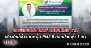 ไม่ประกาศเชียงใหม่เขตภัยพิบัติ แต่คณะแพทย์ศาสตร์ ม.เชียงใหม่ แถลงการณ์ เชียงใหม่ วิกฤตฝุ่น PM2.5