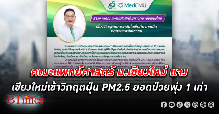 ไม่ประกาศเชียงใหม่เขตภัยพิบัติ แต่คณะแพทย์ศาสตร์ ม.เชียงใหม่ แถลงการณ์ เชียงใหม่ วิกฤตฝุ่น PM2.5