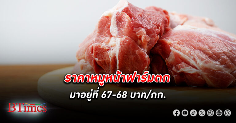 ราคาหมู หน้าฟาร์มตกลงมาอยู่ที่ 67-68 บาท/กก. ต่ำกว่าต้นทุนเฉลี่ยอยู่ที่ 71-72 บาท/กก.