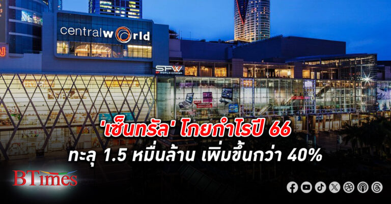 เซ็นทรัล โกย กำไร ปี 66ทะลุ 1.5 หมื่นล้าน โตกว่า 40% การบริโภครายได้ปานกลาง-สูงในประเทศฟื้นหนุน