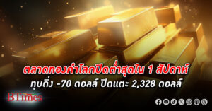 ตลาด ทองคำโลก ทรุดปิดต่ำสุดใน 1 สัปดาห์ ดิ่ง -70 ดอลล์ ปิดแตะ 2,328 ดอลล์ อิสราเอล-อิหร่านไม่รุนแรง