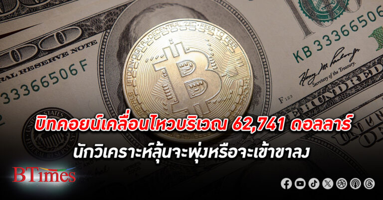 ราคา บิทคอยน์ ปรับลง -1.92% เคลื่อนไหวแถวบริเวณ 62,741 ดอลล์ ลุ้นจะพุ่งหรือจะเบนเข็มขาลง