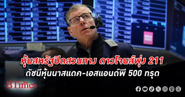 ตลาด หุ้น สหรัฐไร้ทิศทาง ดาวโจนส์ ปิดทะยานกว่า 200 จุด สวนทางนาสแดค-เอสแอนด์พี 500 ดิ่ง 6 วันติดกัน