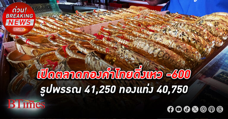 ราคา ทองคำ ไทยวันเสาร์ดิ่งแรง -600 บาท ฉูดรูปพรรณและทองแท่งลงต่ำสุดใน 2 วัน หลังทำราคานิวไฮครั้งที่ 25