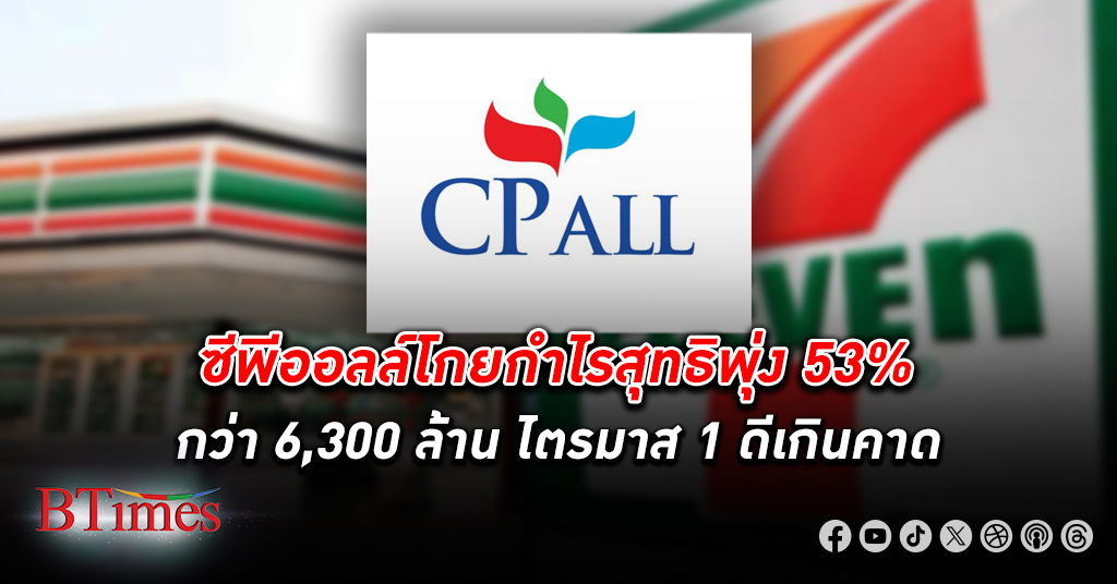 ซีพี ออลล์ ปั้ม กำไร สุทธิพุ่งกว่า 53% ทะลุกว่า 6,300 ล้าน ทำผลงานสูงกว่าคาด