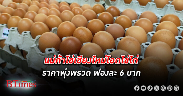 แม่ค้าไข่เชียงใหม่โอด ไข่ไก่ ราคาพุ่งพรวดฟองละ 6 บาท แพงสุดเป็นประวัติการณ์