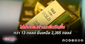 ทองคำโลก ปิดขึ้นกว่า 13 ดอลลาร์ ยืนเหนือ 2,355 ดอลลาร์ รวมขึ้น 2 วันติดกันกว่า 26 ดอลลาร์