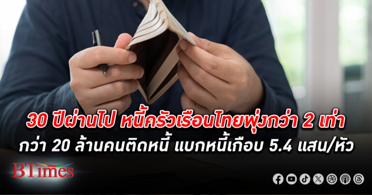 แบงก์ชาติเผยชีวิต หนี้ คนไทยย้อน 30 ปีที่แล้ว หนี้ครัวเรือน ต่ำกว่า 40% แต่ทุกวันนี้เกิน 90% ต่อจีดีพี