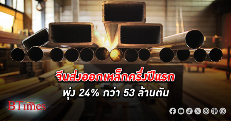 ดั้มไม่หยุด! เหล็ก จีนล้นตลาดโลก ส่งออก ครึ่งปีแรกพุ่ง 24% กว่า 53 ล้านตันอ