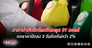 ราคา น้ำมันดิบ โลกพลิกปิดลงหลุด 81ดอลลาร์ กดราคาปิดลง 3 วันติดกันกว่า 2%