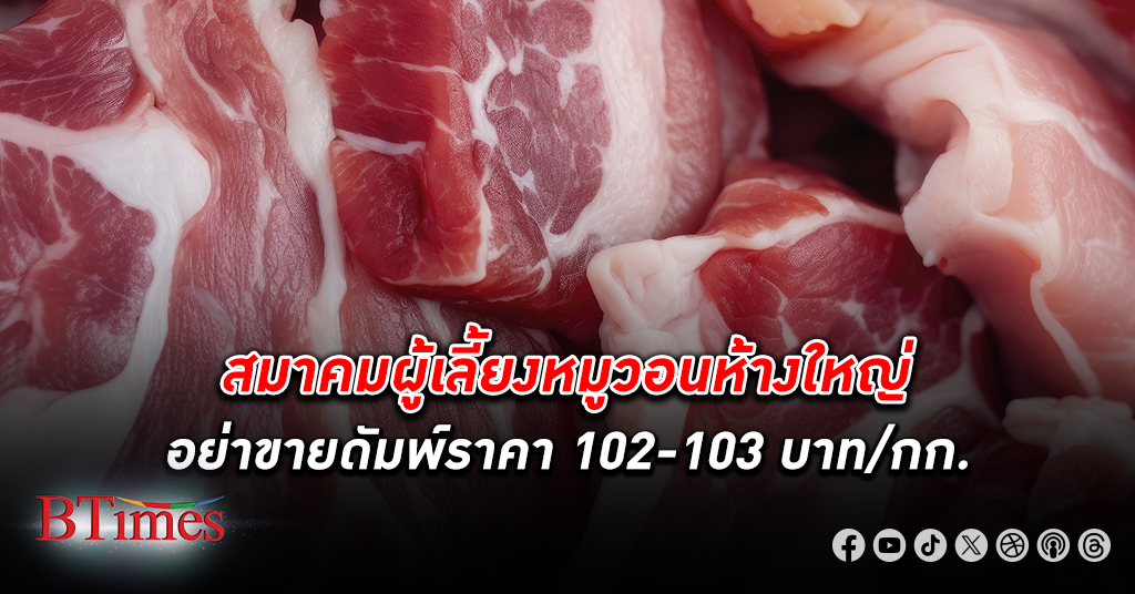 สมาคมผู้เลี้ยงหมู วอนห้างใหญ่อย่าขายดัมพ์ ราคาเนื้อหมู กิโลกรัมละ 102-103 บาท กระทบเกษตรกร