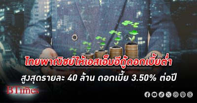 แบงก์ไทยพาณิชย์ตามติด ให้ เอสเอ็มอี เงินกู้ ดอกเบี้ยต่ำ สูงสุดรายละ 40 ล้าน ดอกเบี้ยถูกไม่เกิน 3.50% ต่อปี