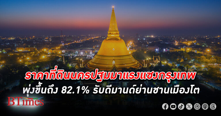 ราคาที่ดิน เปล่า นครปฐม พุ่งแซงกรุงเทพ พุ่งขึ้นถึง 82.1% รับดีมานด์ย่านชานเมืองโตขึ้น