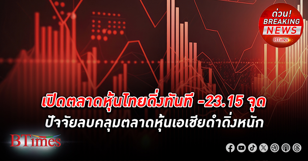 เปิดตลาด หุ้นไทย ดัชนีหุ้น SET ดิ่งทันที -23.15 จุด หรือ -1.75% ลงมาเคลื่อนไหวที่ 1,289.83 จุด