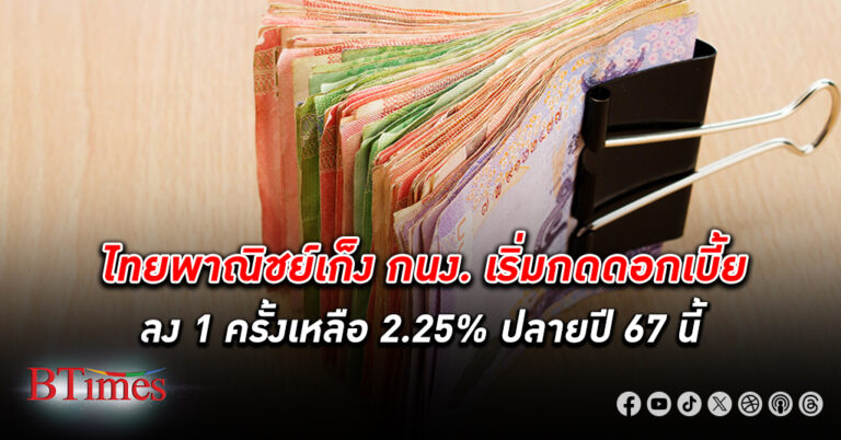 ไทยพาณิชย์เก็ง กนง. เริ่มกด ดอกเบี้ย ลง 1 ครั้งเหลือ 2.25% ปลายปี 67 จ่อรับภาวะการเงินตึงตัว