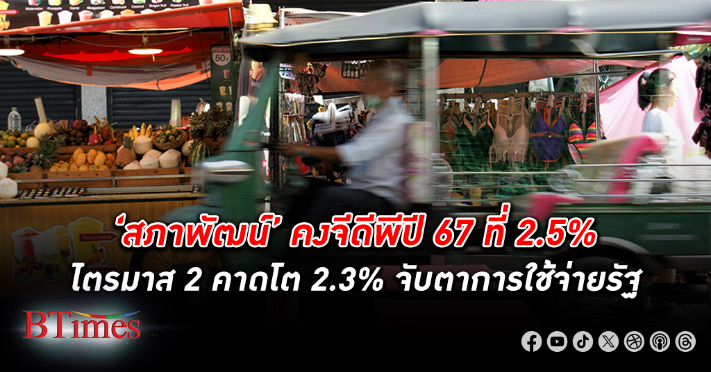 สภาพัฒน์ คง เศรษฐกิจ จีดีพีปี 67 ที่ 2.5% ไตรมาส 2 คาดโตได้ 2.3% คาดการผลิตภาคนอกเกษตร อุตสาหกรรมหนุน