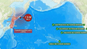 21.35 น. (เวลาไทย) แผ่นดินไหว รุนแรงมากระดับ 7.6 แมกนิทูดทางตะวันออกเฉียงเหนือของ ญี่ปุ่น เตือนคลื่นยักษ์สึนามิสูง 3 เมตรกว่าจะพัดเข้าชายฝั่งญี่ปุ่น เตือนคลื่นสึนามิบริเวณฮอกไกโด อิวาเตะ อาโอโมริ