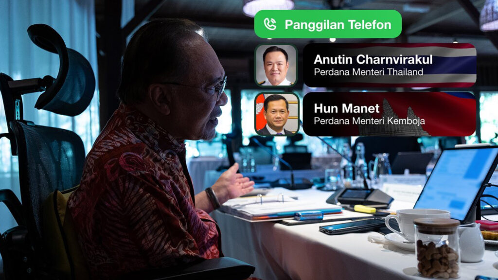 นายกฯ อันวาร์ ต่อสายแยกคุยทั้งนายกฯ ไทย-กัมพูชา ให้ยุติปฏิบัติการเป็นปฏิปักษ์ทุกรูปแบบ มีผล 4 ทุ่มตรงคืนนี้ ส่งคณะ AOT พร้อมผบ.สูงสุดมาเลเซียเป็นหัวหน้า และข้อมูลจากดาวเทียมของสหรัฐติดตามและประเมินสถานการณ์เตรียมนำเสนอประชุมรมว.ต่างประเทศอาเซียนนัดพิเศษ 16 ธ.ค.นึ้ 