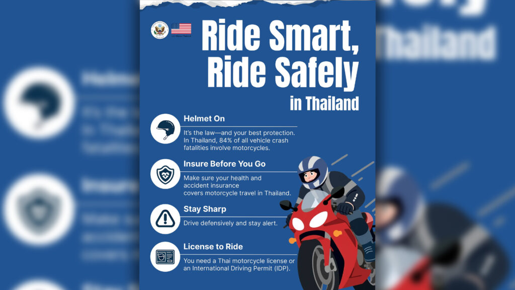 สถานทูตสหรัฐ ในไทยเตือนใช้บริการมอเตอร์ไซค์ในไทย